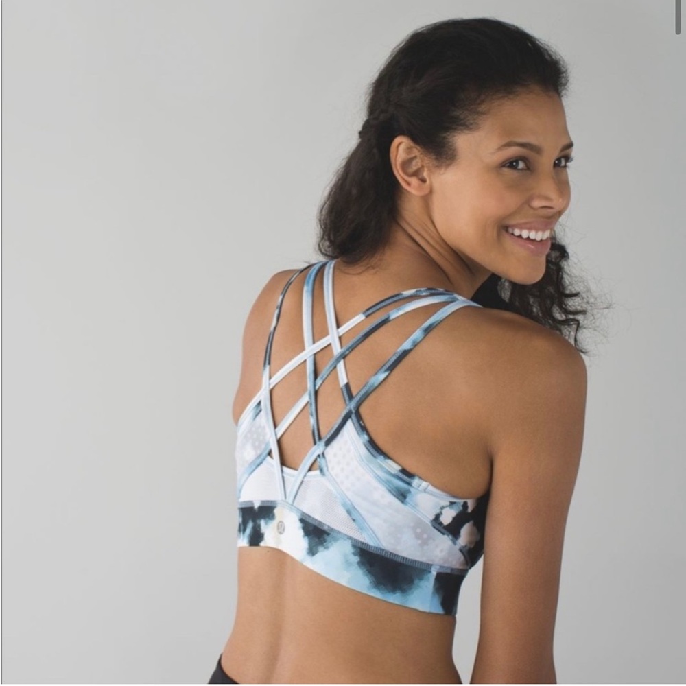 Lululemon Strap It Like It’s Hot Bra in Blooming Pixie Aquamarine Multi Sz 4
